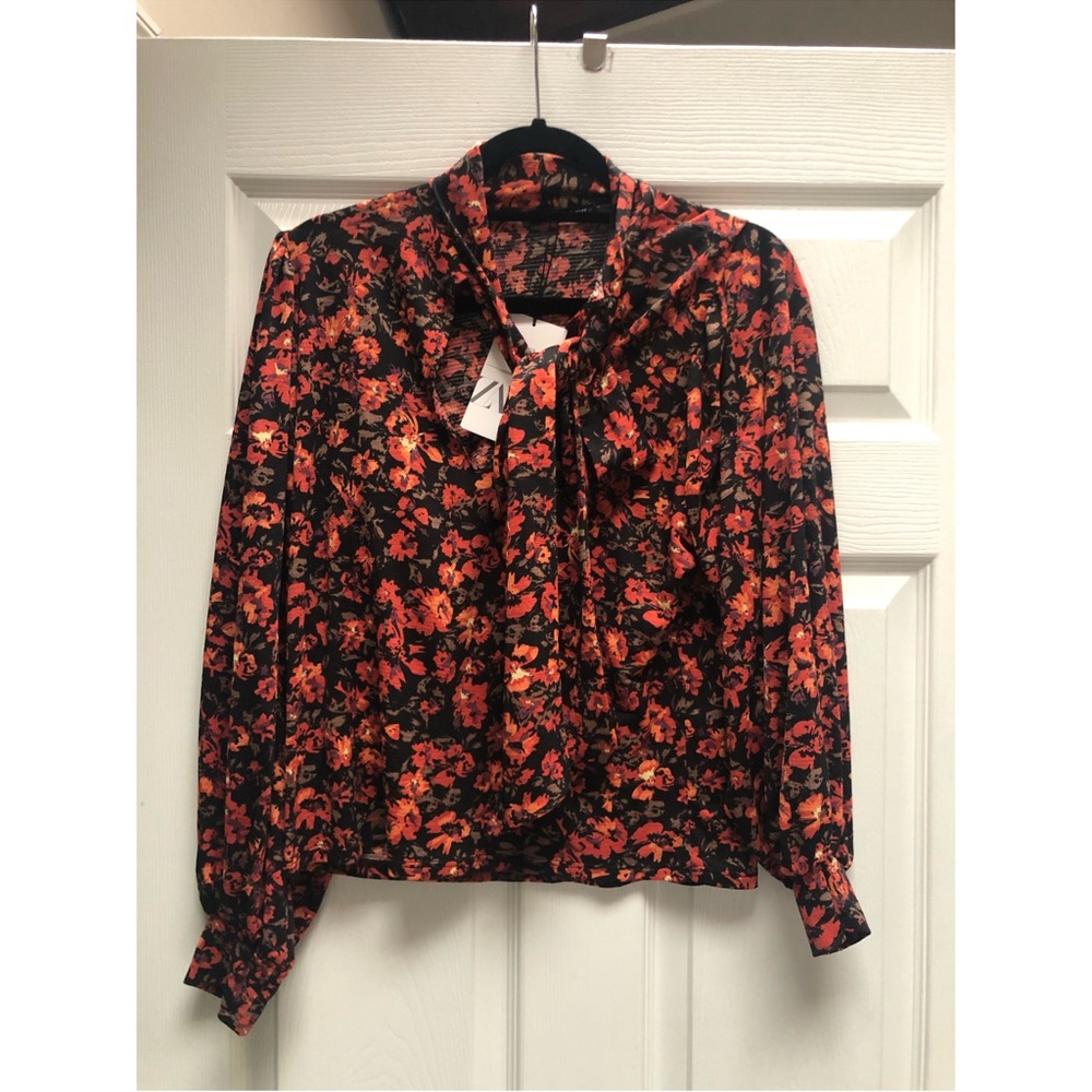 NWT Zara red floral blouse